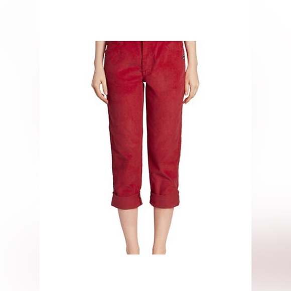 ♥️ Marc Jacobs ♥️ NWT Darling Red Corduroy Mid Rise Turn-Up Crop Pant Cuff 26 S - Picture 4 of 15